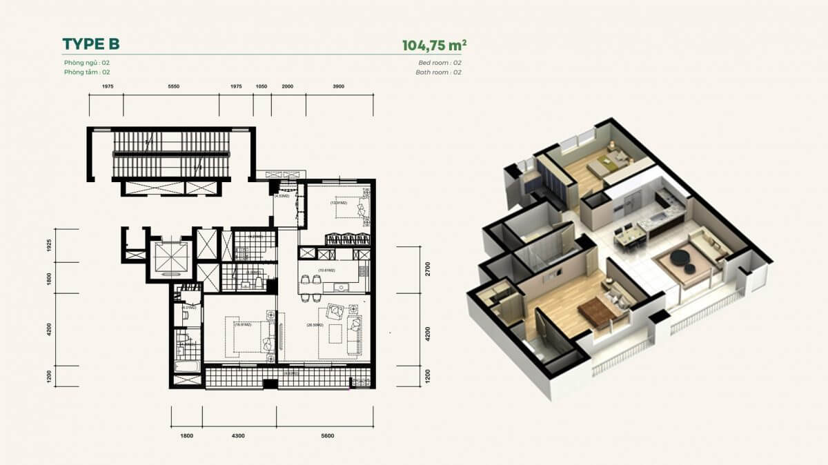 Thiết kế căn hộ Essensia Type B